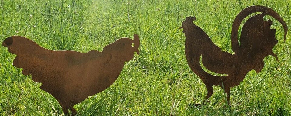 Hahn Geflügel Rostdeko Edelrost Tier natur Stall zeitlos in Eltmann