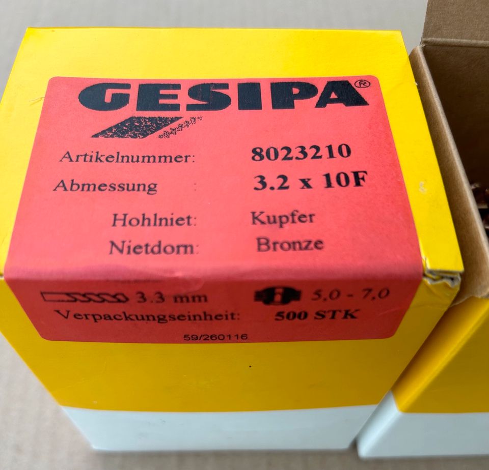 Gesipa Spenglerniete Kupfer / Bronze 3.2 x 10F 1.500 Stück in Simbach