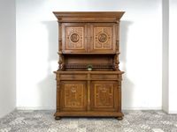 WMK Imposanter & gut erhaltener Gründerzeit Buffettschrank aus massivem Eichenholz, mit Messinggriffen und reichverziert in Handarbeit # Anrichte Buffet Schrank Highboard Antik Historismus Vintage Friedrichshain-Kreuzberg - Friedrichshain Vorschau