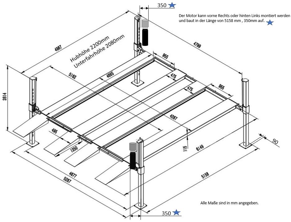 Parklift Doppelparker für 4 Fahrzeuge 4500kg  2200mm Hubhöhe in Ludwigsau