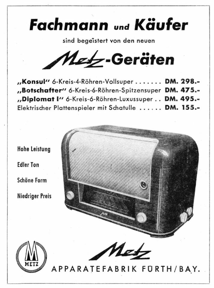 Gesucht!! Metz Diplomat A66 Röhrenradio Radio historisch alt in Leverkusen