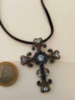 Trachtenkette Kreuz  Strass Steinchen Schmuck Kette BLAU Bayern - Burgau Vorschau