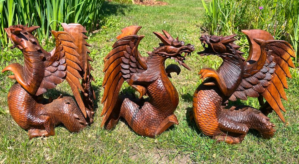 Drachen 42cm Flügel Bali Holzdrachen Holz Balidrachen Lindwurm in Essen