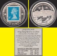 1997 England Rückgabe Hongkong 25 Euro Probe Silber Baden-Württemberg - Eppelheim Vorschau