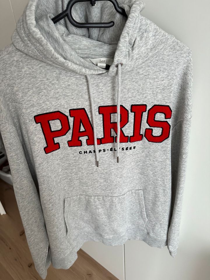 Hoodie Paris Grau rot Kapuzenpulli Kapuzenpullover warm M 38 in Ammerbuch