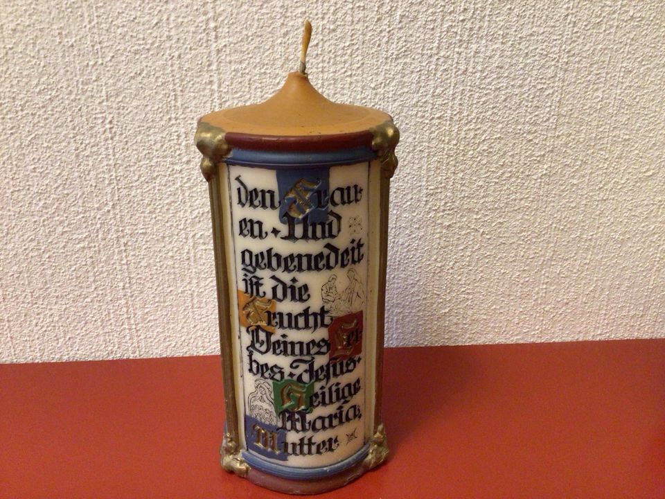 Kerze handbemalt - Gegrüßt seist du Maria in Wadern