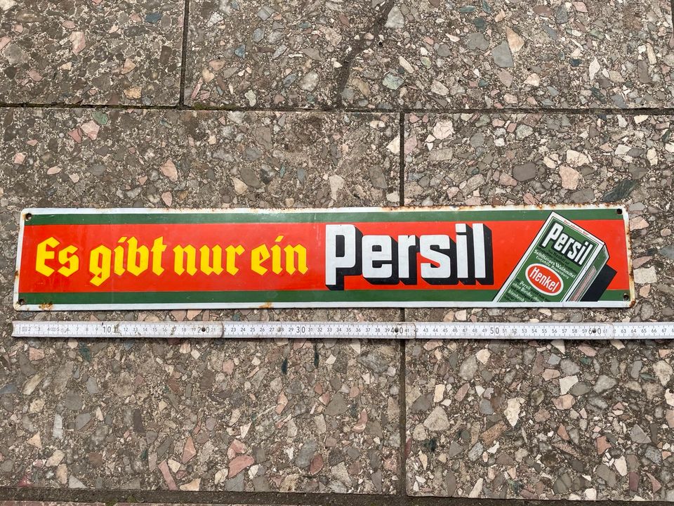 Emailleschild Werbeschild Es gibt nur ein Persil in Halle