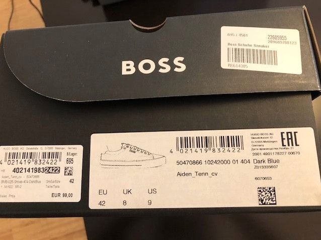 BOSS Herren Sneakers Dunkelblau, Gr. 42 in Berlin