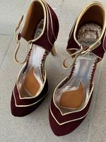 Vintage look burlesque Schuhe BettyBoo Größe 8 rot Gold Bayern - Mainburg Vorschau