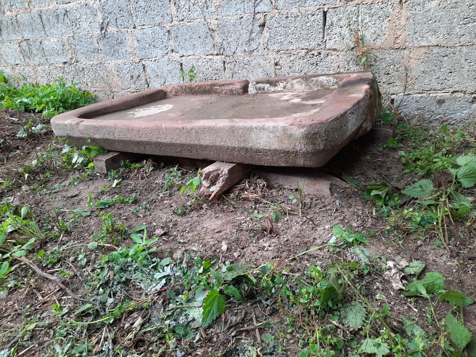 Historischer roter Sandstein Becken Trog Spülstein antik Naturste in Thörnich