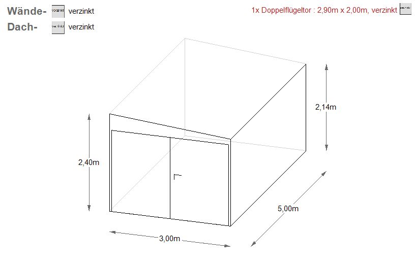 Blechgarage 3x5m Garage Schuppe Lagerraum mit Aufbau | 14211! in Schwäbisch Hall