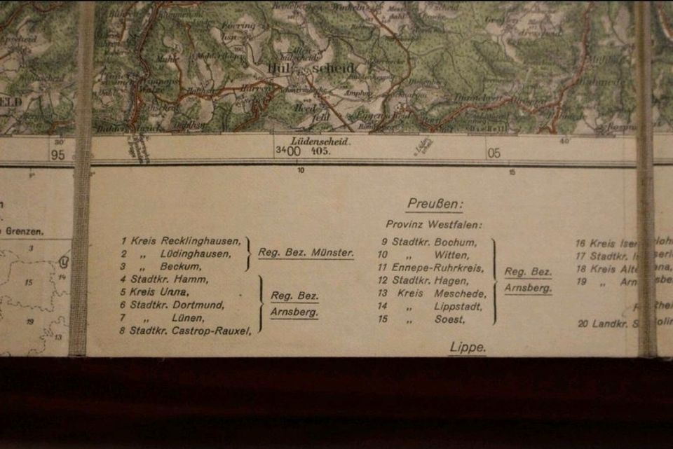 Landkarte Deutsches Reich Provinz Westfalen  1931 in Hansestadt Seehausen