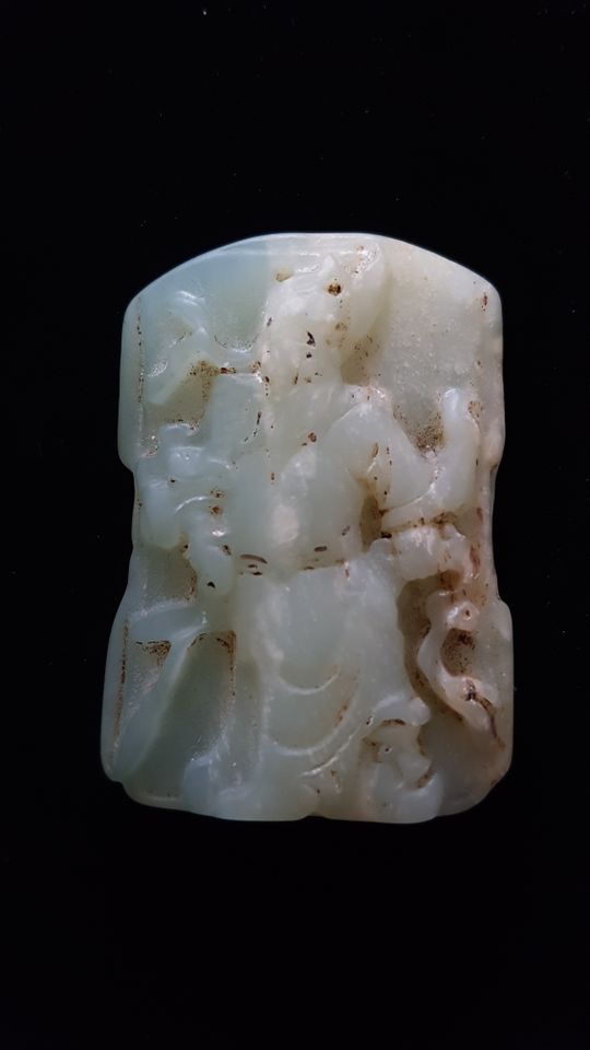 Antikes Jade Amulett, Guanyin, China 19. Jhd. in München