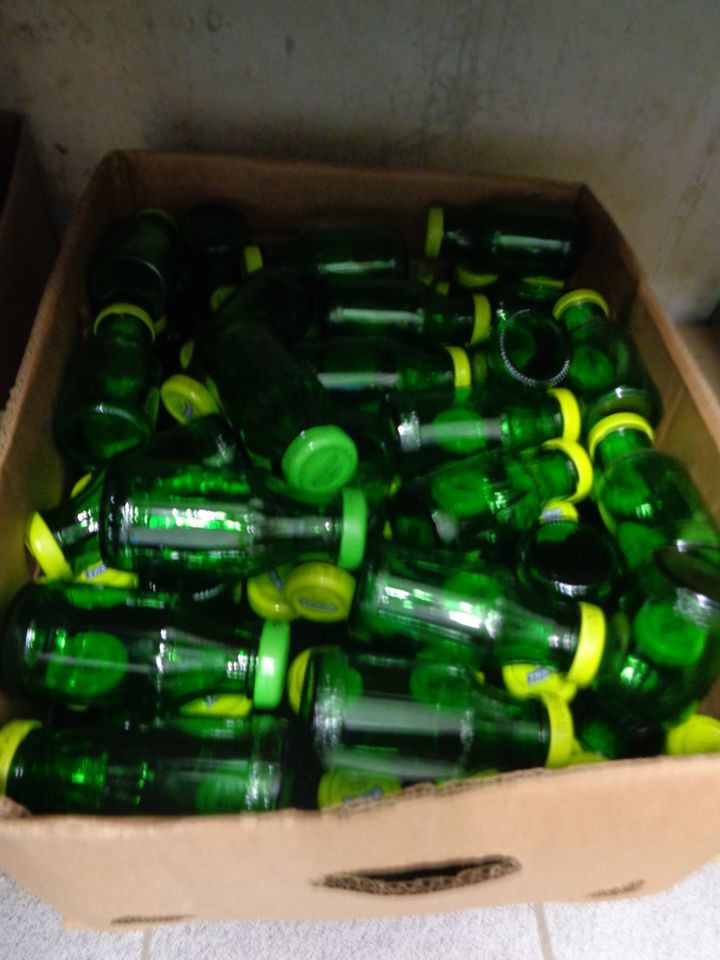 Zu Verschenken über 70 kleine grüne Flaschen 200 ml in Lemgo