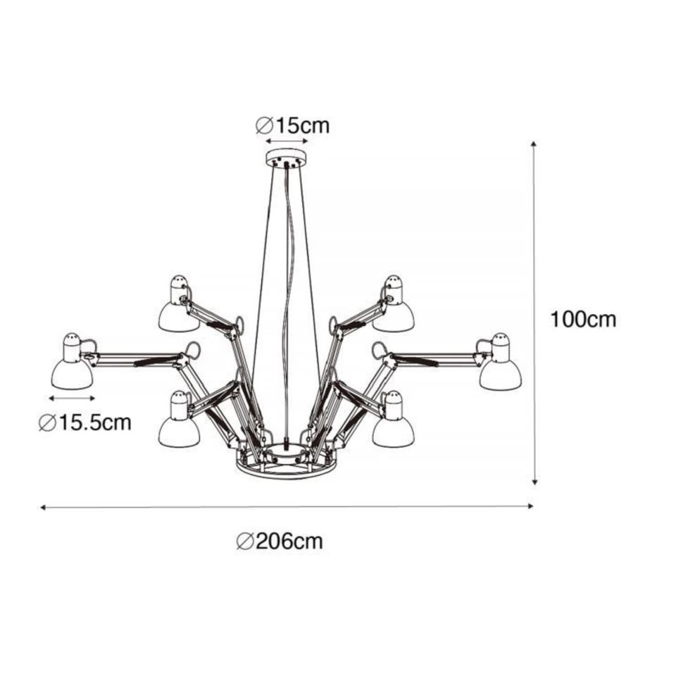 Spinnenlampe, Designerlampe, weiß, 6-Arme, Spider lamp in Hamburg