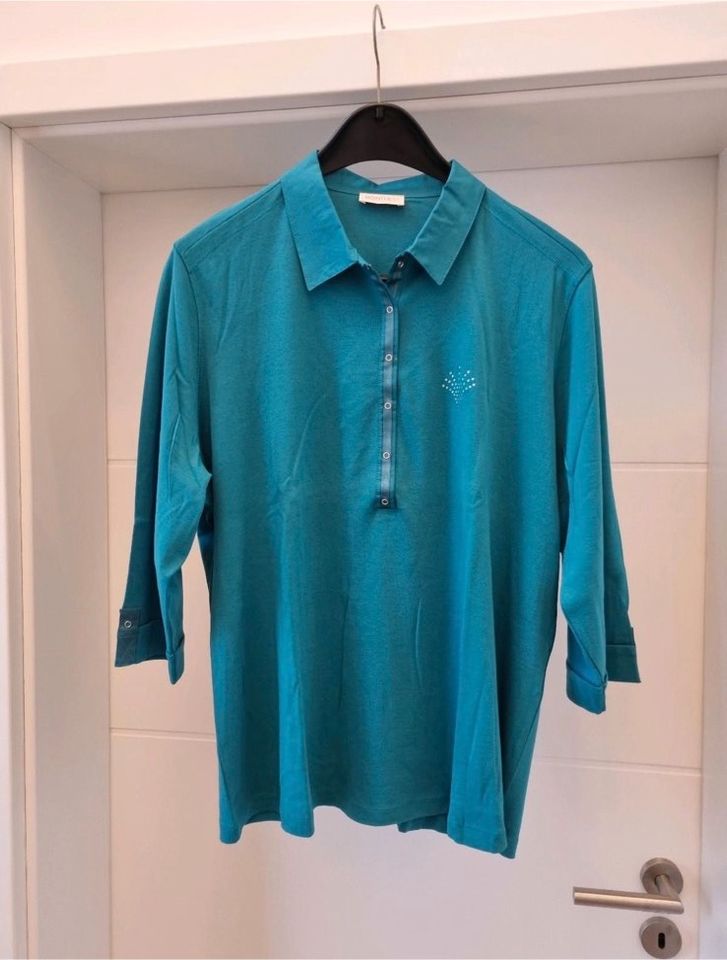 Neuwertig Bonita Pullover XL+ Oberteil türkis blau Poloshirt in Wettin-Löbejün