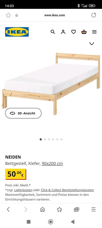 Bett 90x200 NEIDEN IKEA in Dortmund