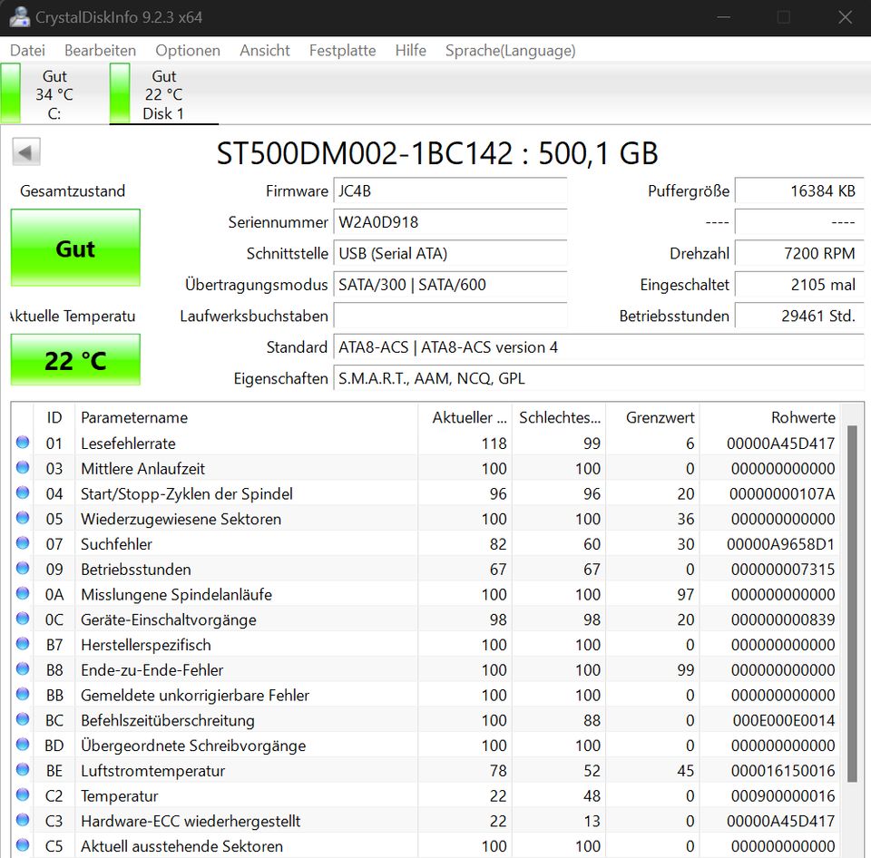 Festplatte HDD Seagate Barracuda 7200.12 500GB ST500DM002-1BC142 in Holzkirchen