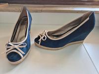 Keilabsatz Schuh blau Stoff sehr bequem Kreis Pinneberg - Schenefeld Vorschau