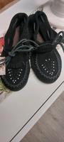 Wildleder Mocassins aus Kanada, handgefertigt, Schwarz Gr. 36,5 Bayern - Schwarzach Vorschau