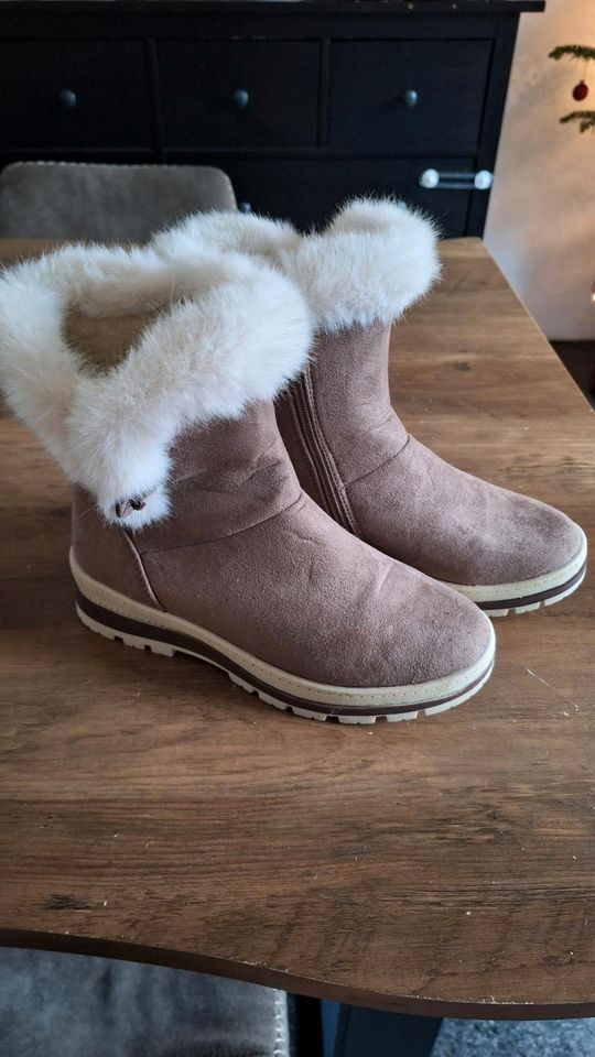 Braune beige Boots mit Fell für Frauen 36 Wildleder in Brüggen