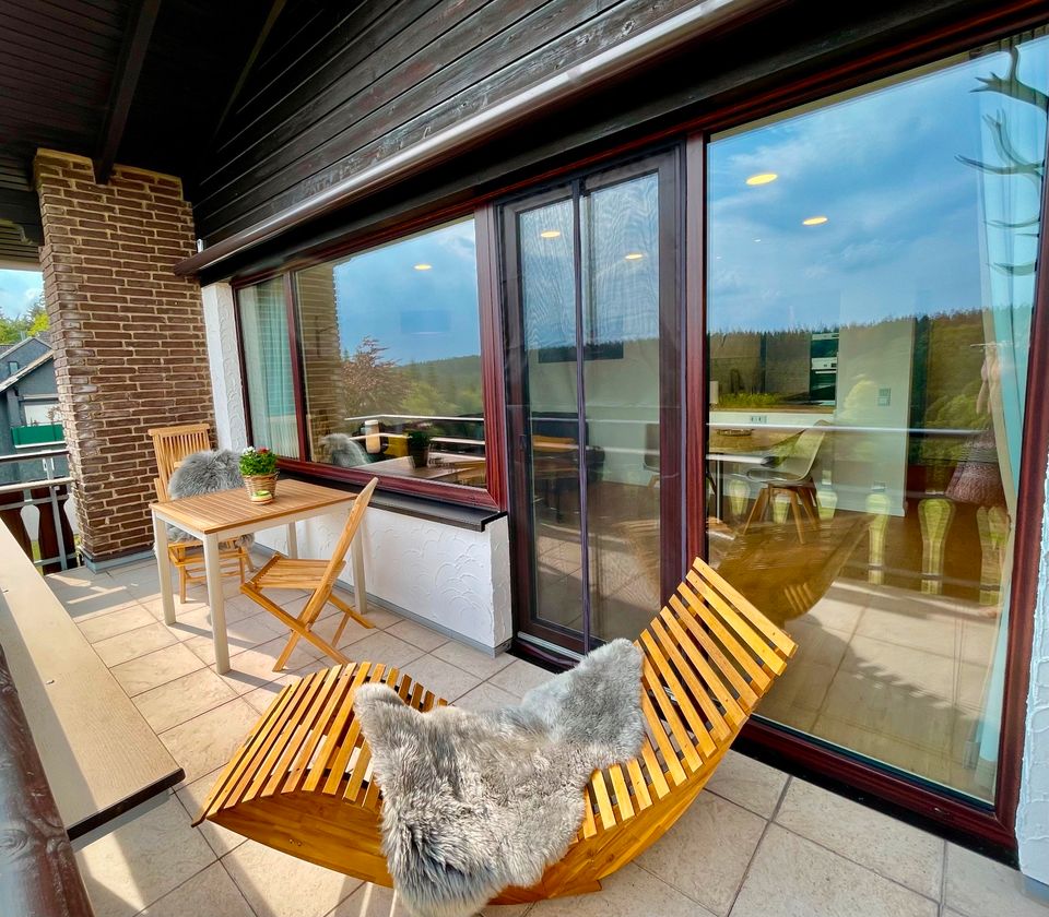 Ferienwohnung in Hahnenklee mit Blick auf Berg, Wald und See in Goslar