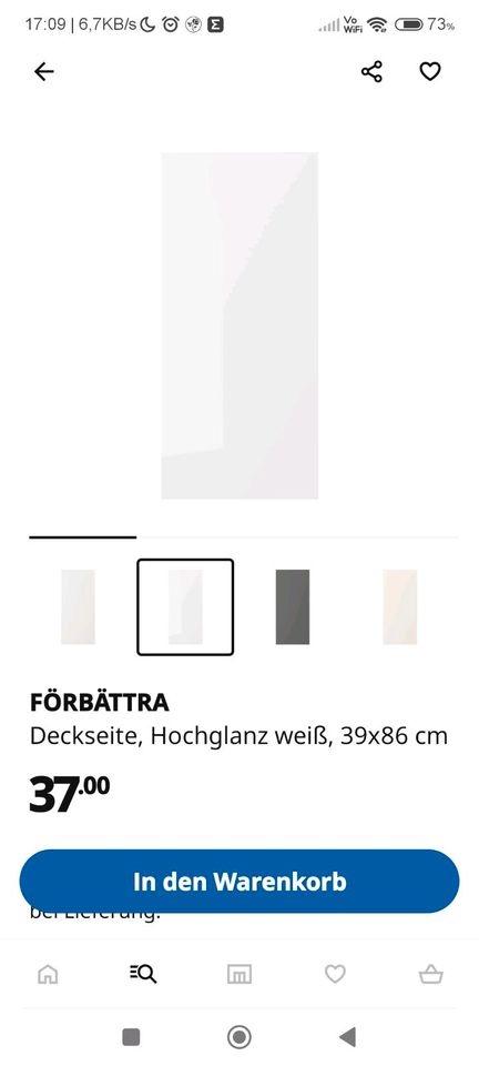 Ikea förbättra Deckseite Hochglanz 39x86cm in Ettlingen