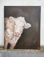 Charolais Rind, Kuh, Kuhbild 50 x 60 cm, Gemälde, Leinwand Nordrhein-Westfalen - Borgholzhausen Vorschau