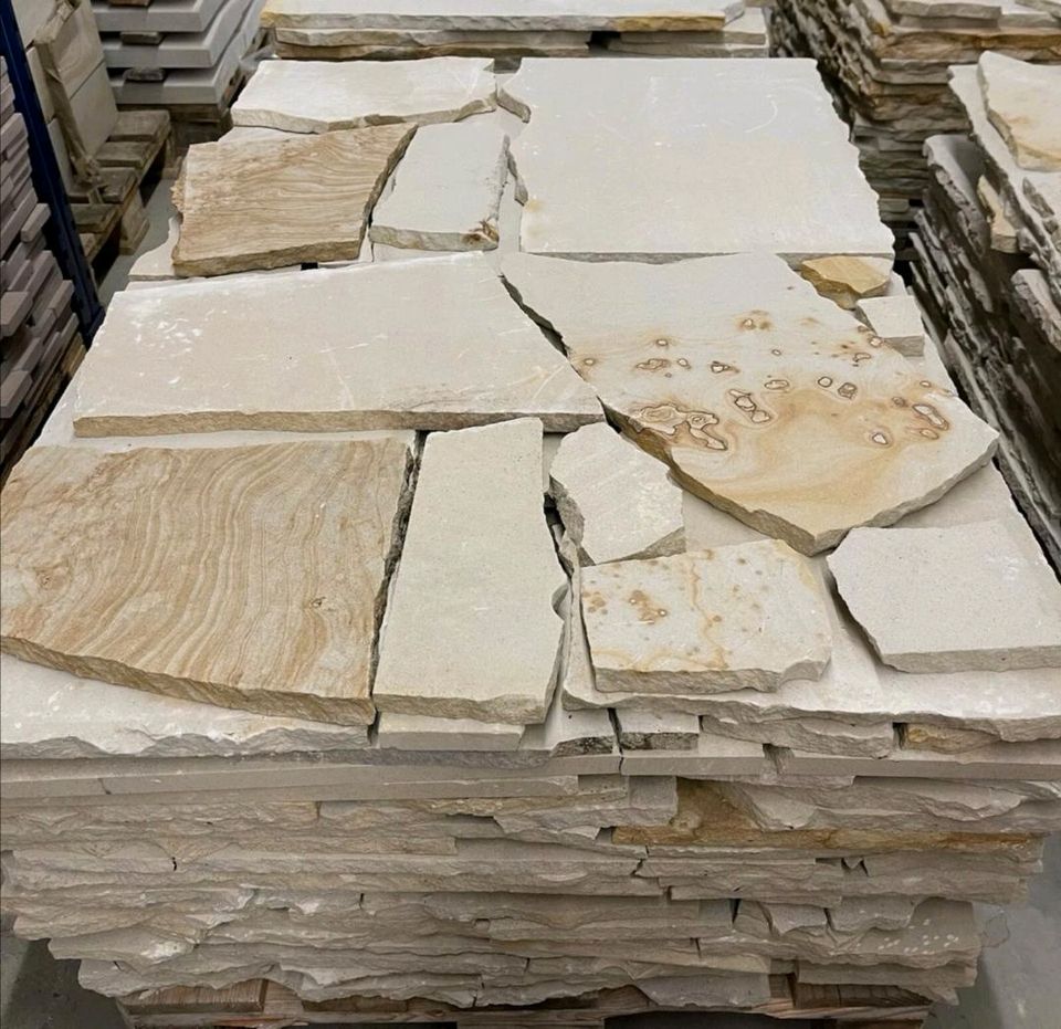 Sandstein Polygonalplatten creme beige 2cm in Mainhausen