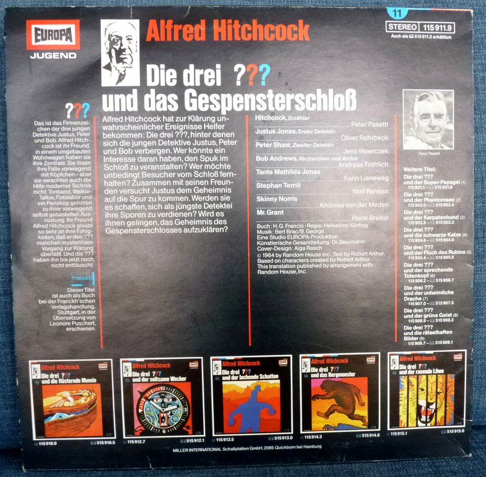 Die Drei ??? Und Das Gespensterschloß alte Vinyl-LP Nr. 1159119 in Albachten