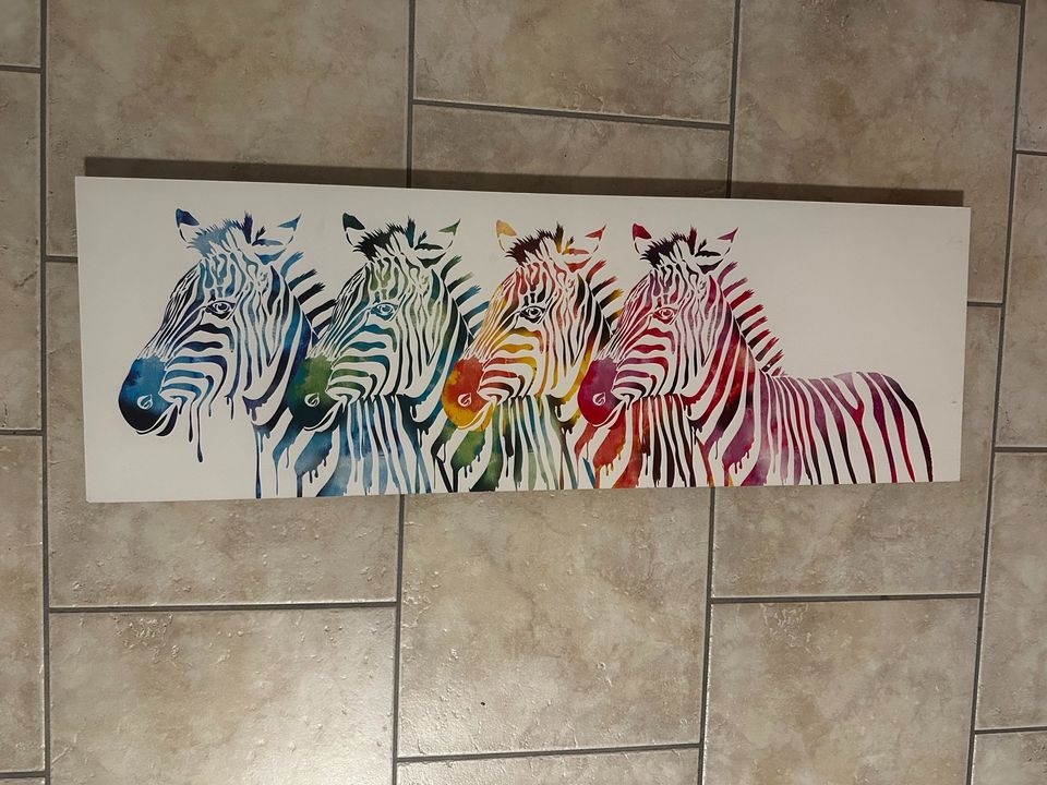 Wandbild Bunte Zebras 90x30 cm in Ismaning
