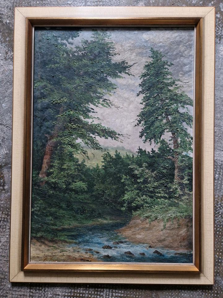 Gemälde Wald groß Leinwand mit Rahmen Antiquitäten Kunst alt in Gotha