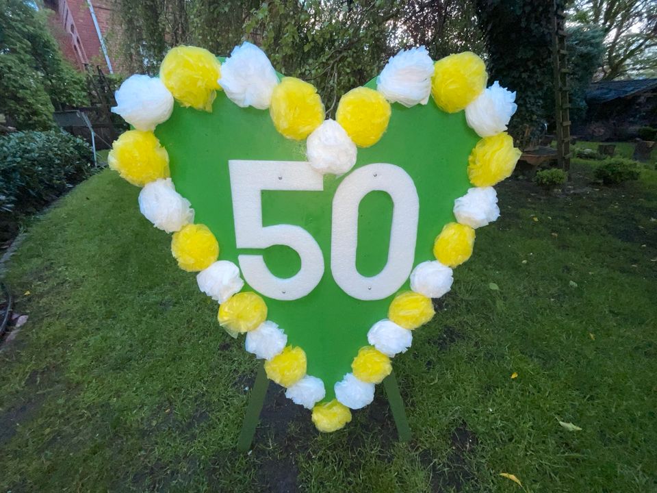 50. Geburtstag, Geburtstagsschild, Herzschild, Schilderverleih in Westoverledingen