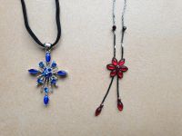 2 Halsketten, Blume rot & Kreuz blau, Glitzersteine Nordrhein-Westfalen - Würselen Vorschau