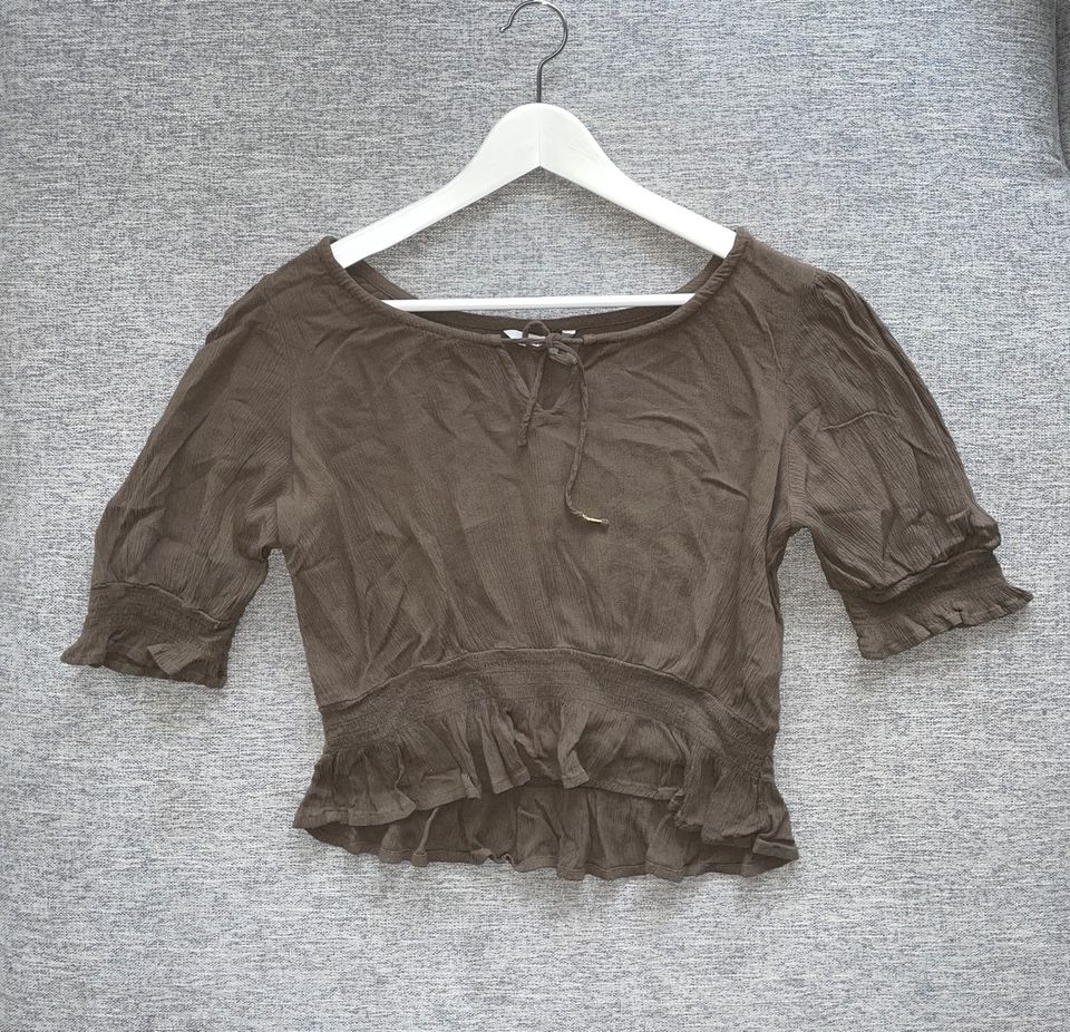 Only Top Bluse Crop Khaki Grün Boho Vintage in Bremen