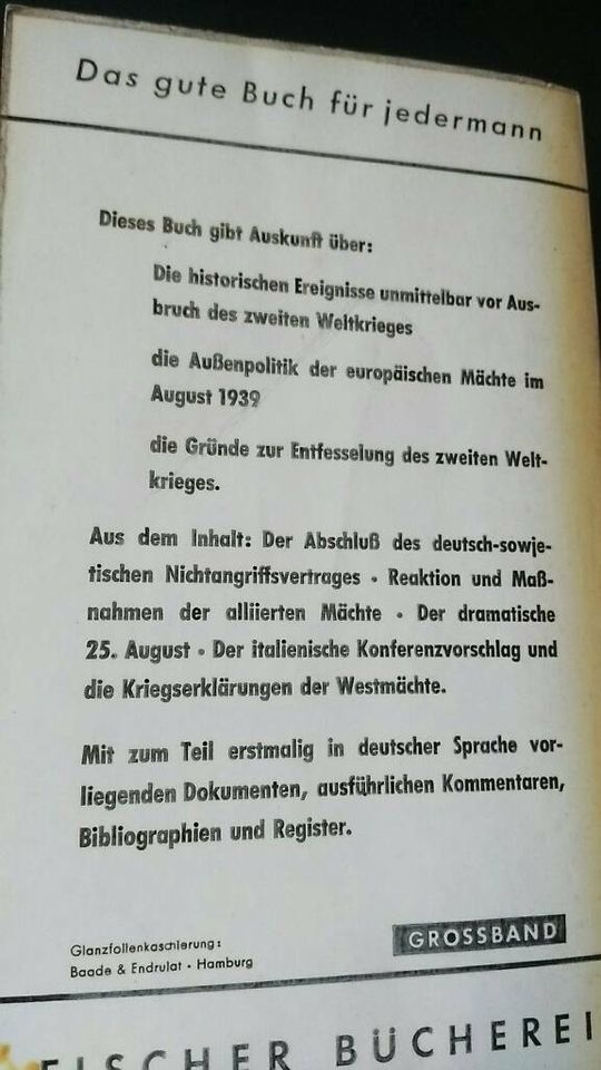 Buch "Die Entfesselung des zweiten Weltkrieges" Walther Hofer in Stralsund