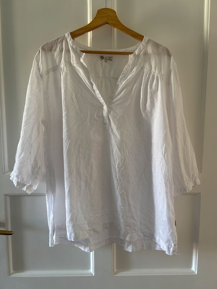 Bluse Vintage Leinen XXL Tunika Weiß in München