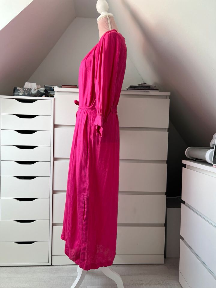 H&M Leinenkleid mit Gürtel Größe S pink in Altena