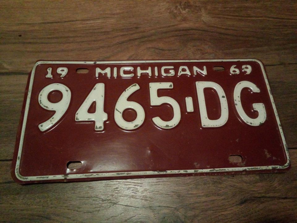Nummernschild USA Michigan 1969 in Spangenberg