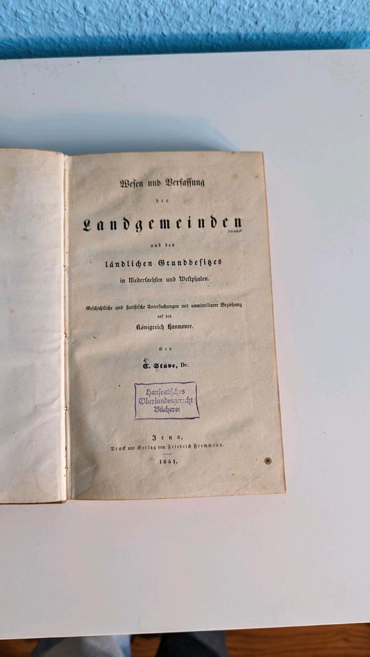 Wesen Verfassung Niedersachsen und Westphalen 1851 C. Stüve in Hamburg