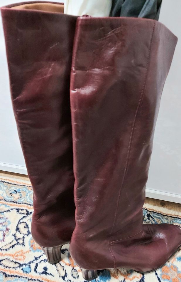 Stiefel Leder bordeaux-rot, elegant, Gr. 7 1/2 (ca.40) neuwertig in Dortmund