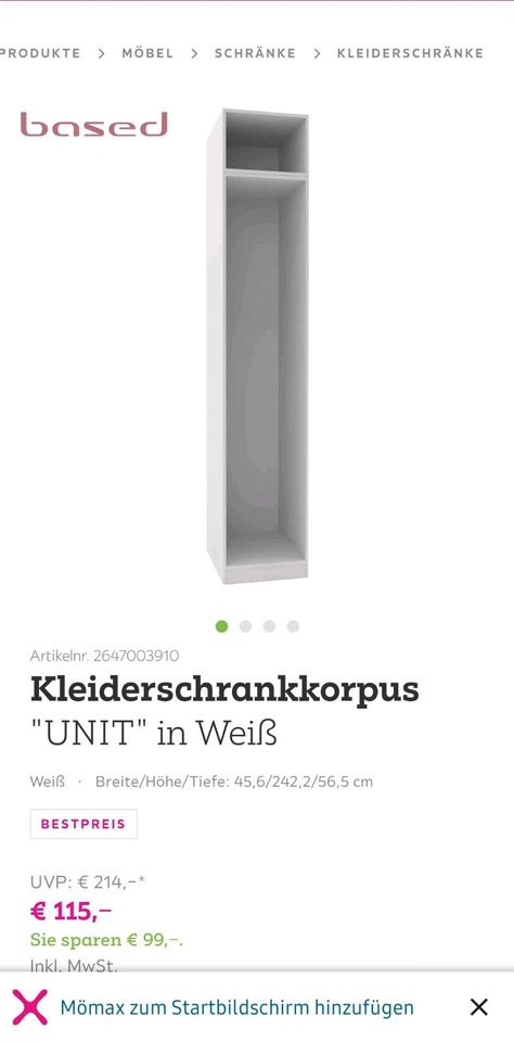 Kleiderschrank System UNIT (wie Ikea Pax) in Bad Friedrichshall