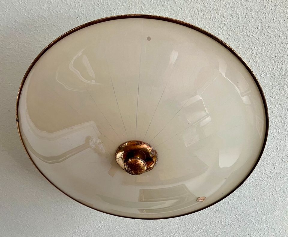 Vintage Mid Century DORIA Glas Deckenleuchte Tellerlampe in St. Leon-Rot