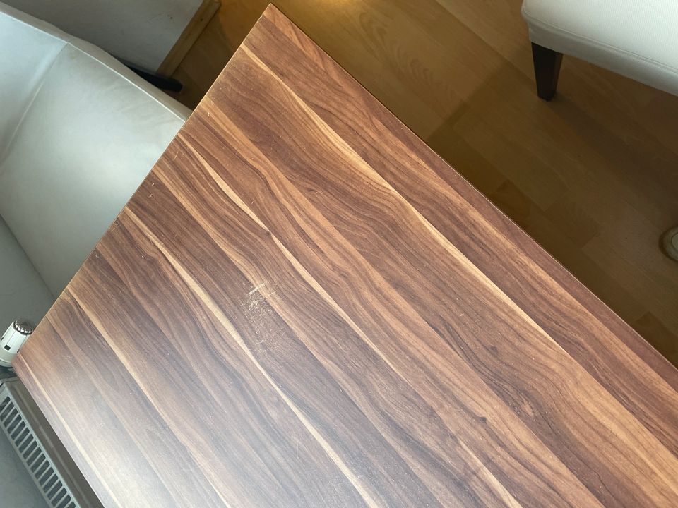 Kleiner Esstisch ausziehbar Nussbaum Metall Chrom Gestell Tisch in Wuppertal