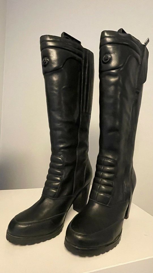 Seltene Biker Belstaff Leder Stiefel Schwarz Gr. 39 wie Neu Top in Boppard