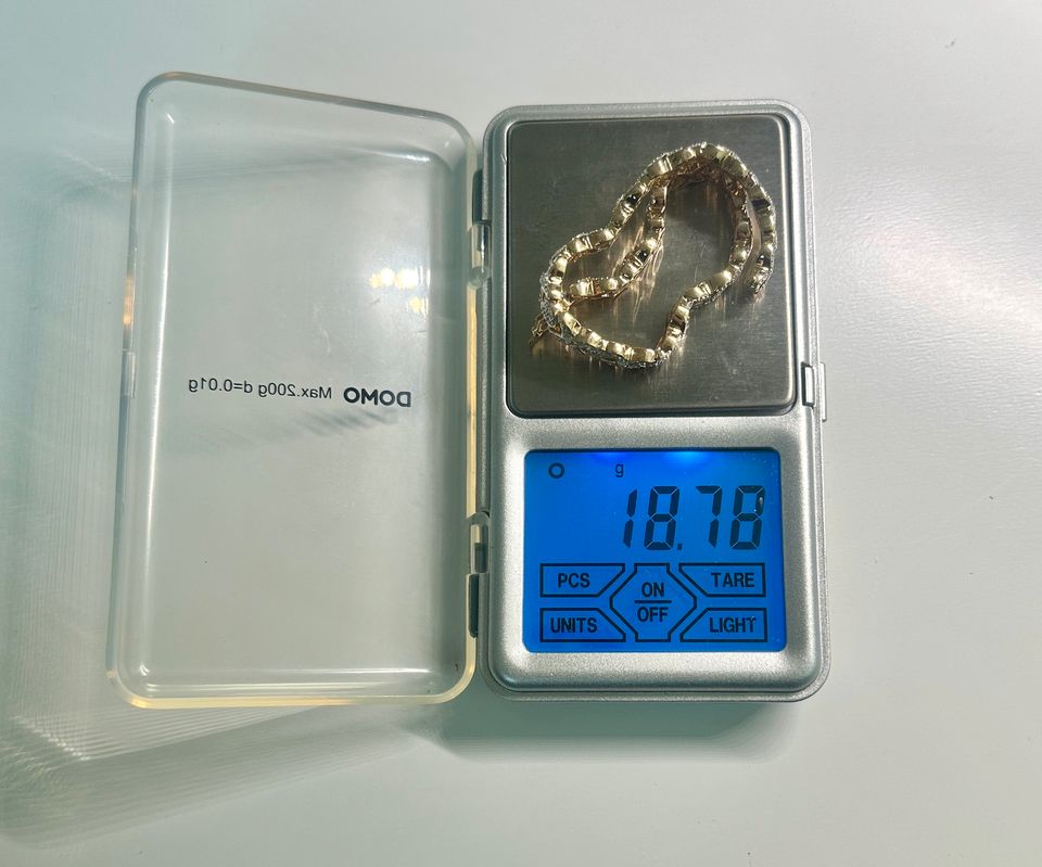 Goldarmband Iced Out 18,78g 9K 375 W-/Gelbgold 0,8ct VS 20cm 7mm in Frechen