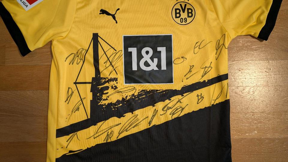 BVB FUSSBALL TRIKOT SIGNIERT 23/24 MIT UNTERSCHRIFTEN M NEU! in Dresden