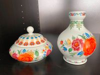 Kleine Glas-Vase und Glas-Keks / Konfektdose  "Chinese Flowers Harburg - Hamburg Eißendorf Vorschau