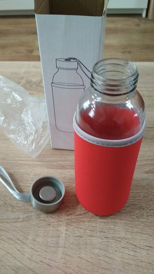 Glas-Flasche Take Well rot / transparent NEU OVP 450ml in Coburg