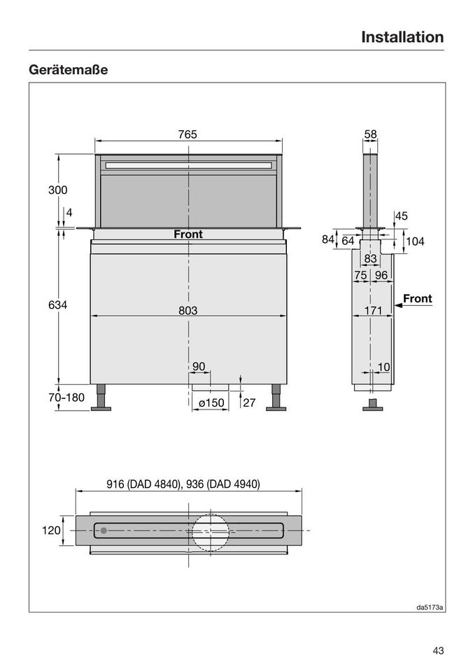 Miele DAD 4940 Downdraft (Dunstabzug, neu, OVP) * VERSAND inkl.! in Freilassing